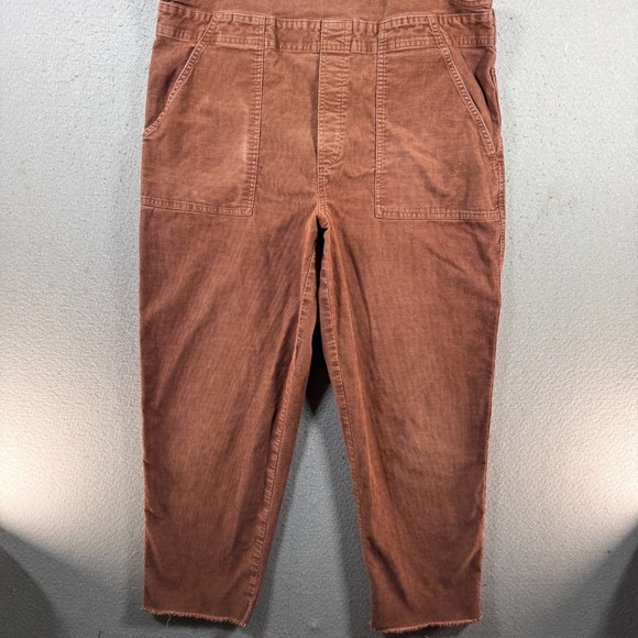 Aerie Work and Play Corduroy Overall Womens Large Brown Jumper Tapered Relaxed - Picture 10 of 15